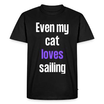 Even my cat loves sailing - Men's Premium Organic T-Shirt - black - Front - Nico (187cm)