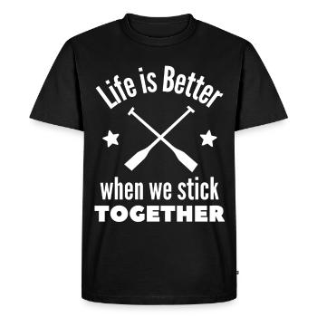 Rowing: Life is better when we stick together - Men's Premium Organic T-Shirt - black - Front - Nico (187cm)