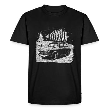 Voiture arbre de Noël Idée cadeau Vintage - T-shirt Premium bio Homme - noir - Devant - Nico (187cm)