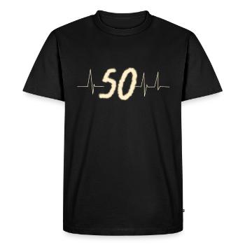 Chemise Heartbeat 50 ans - T-shirt Premium bio Homme - noir - Devant - Nico (187cm)