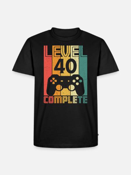40-årsdag Gamer Level 40 Komplett 40 år - Ekologisk premium-T-shirt herr - svart