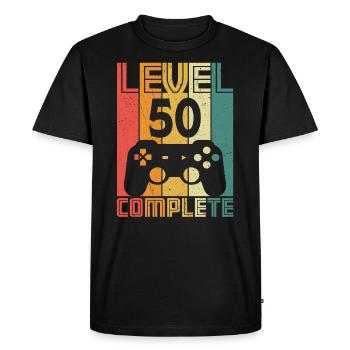 50e anniversaire Gamer Niveau 50 Complet 50 ans - T-shirt Premium bio Homme - noir - Devant - Nico (187cm)