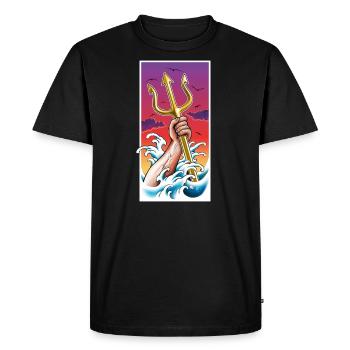 Poséidon Dieu de la mer sous l’eau avec Trident à la main - T-shirt Premium bio Homme - noir - Devant - Nico (187cm)