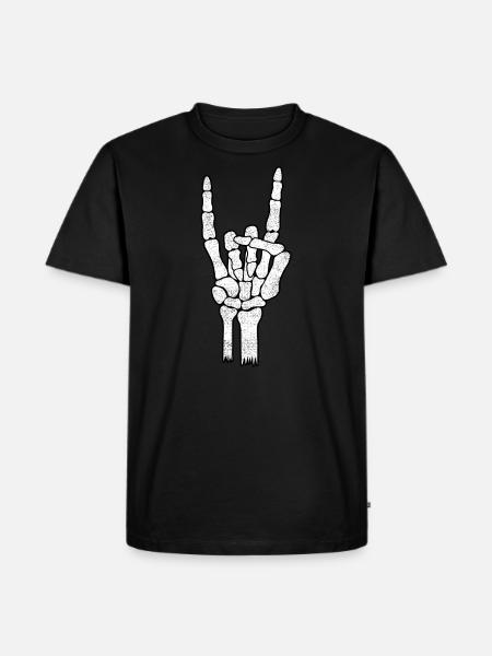 Skeleton Hand Rock Metal Sign - Men's Premium Organic T-Shirt - black