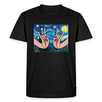 Japanese Rock Hands In The Starry Night - Men's Premium Organic T-Shirt - black - Front - Nico (187cm)