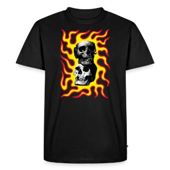 Crânes en feu de l’enfer - T-shirt Premium bio Homme - noir - Devant - Nico (187cm)