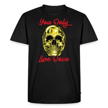 Skull You Only Live Once YOLO Gold - Men's Premium Organic T-Shirt - black - Front - Nico (187cm)