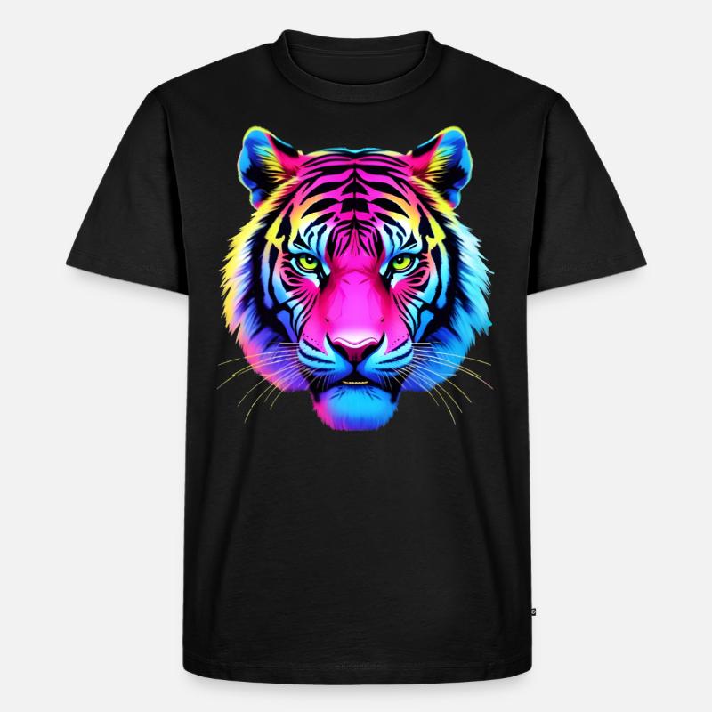 Neon Tiger - Männer Premium Bio T-Shirt - Schwarz