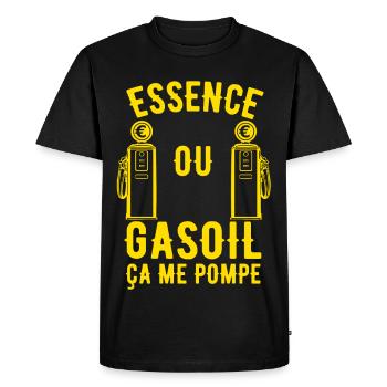Essence ou Gasoil ça me pompe - T-shirt Premium bio Homme - noir - Devant - Nico (187cm)