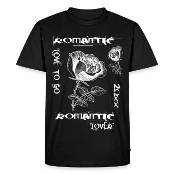 Liebe zu Romantik - Männer Premium Bio T-Shirt - Schwarz - Vorne - Nico (187cm)