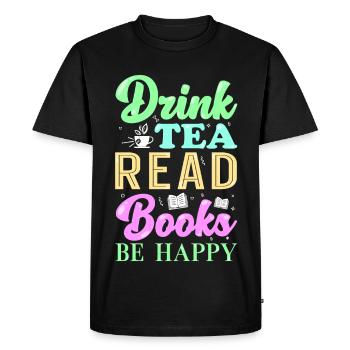 Reading Books Tea - Men's Premium Organic T-Shirt - black - Front - Nico (187cm)