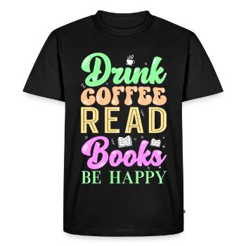 Read coffee books - Men's Premium Organic T-Shirt - black - Front - Nico (187cm)