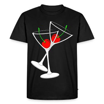 Verres à cocktail aux cerises - T-shirt Premium bio Homme - noir - Devant - Nico (187cm)