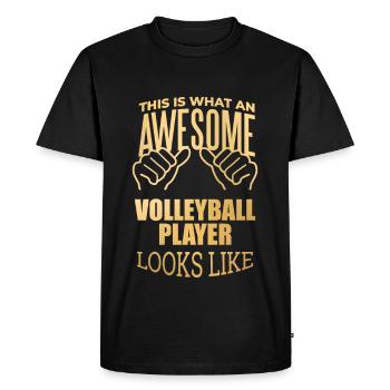 Volley-ball-ball Volley-volley-ball - T-shirt Premium bio Homme - noir - Devant - Nico (187cm)