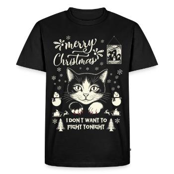 Joyeux Noël, je ne veux pas me battre ce soir - T-shirt Premium bio Homme - noir - Devant - Nico (187cm)