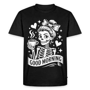Motif du matin squelette de café - T-shirt Premium bio Homme - noir - Devant - Nico (187cm)