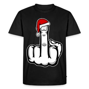 Christmas Middle Finger with Santa Hat - Men's Premium Organic T-Shirt - black - Front - Nico (187cm)