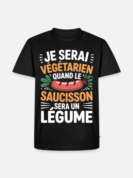 Humour Sausage – Never Vegetarian - Men's Premium Organic T-Shirt - black
