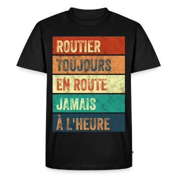 Routier Toujours en Route - T-shirt Premium bio Homme - noir - Devant - Nico (187cm)