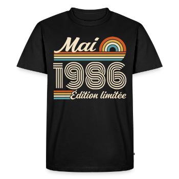 Mai 1986 - T-shirt Premium bio Homme - noir - Devant - Nico (187cm)