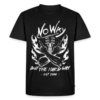 Logo du groupe NoWay Rock Guitar Flames - T-shirt Premium bio Homme - noir - Devant - Nico (187cm)