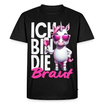 Je suis la mariée célibataire Licorne Vin de la douche nuptiale - T-shirt Premium bio Homme - noir - Devant - Nico (187cm)