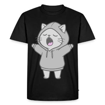 Chat en sweat à capuche - T-shirt Premium bio Homme - noir - Devant - Nico (187cm)
