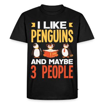 Pingouin mignon - Cadeau pour l’amoureux des manchots - T-shirt Premium bio Homme - noir - Devant - Nico (187cm)