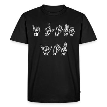 Je t'aime la langue des signes - T-shirt Premium bio Homme - noir - Devant - Nico (187cm)