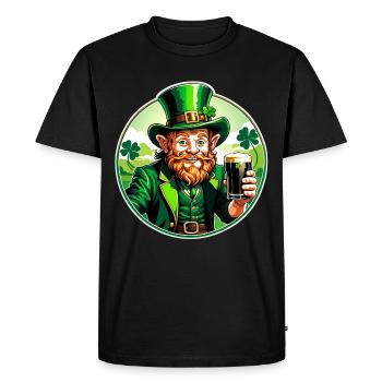 Leprechaun avec une Irish Stout St Patricks Day - T-shirt Premium bio Homme - noir - Devant - Nico (187cm)