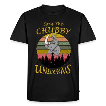 Vintage Retro Save The Chubby Unicorns Rhinoceros - T-shirt Premium bio Homme - noir - Devant - Nico (187cm)