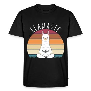 Llamaste Vintage Alpaka Retro Lama Yoga Meditation - Men's Premium Organic T-Shirt - black - Front - Nico (187cm)