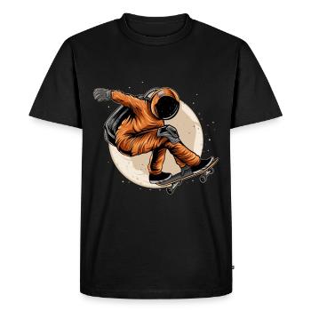 Skater astronaute skateboard espace extra-atmosphérique lune - T-shirt Premium bio Homme - noir - Devant - Nico (187cm)