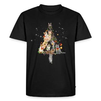 Cat Christmas tree gift idea Christmas cat - Men's Premium Organic T-Shirt - black - Front - Nico (187cm)