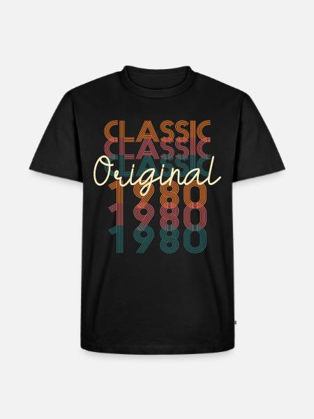 Prezent urodzinowy Vintage 1980 40 lat - Herre Premium økologisk T-shirt - sort