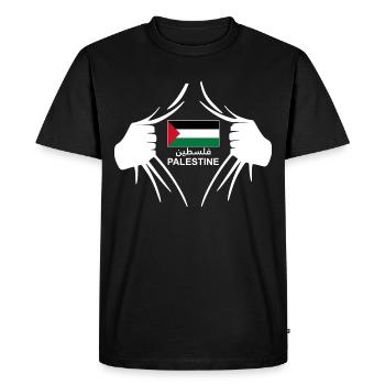 Palestine Corps - Men's Premium Organic T-Shirt - black - Front - Nico (187cm)