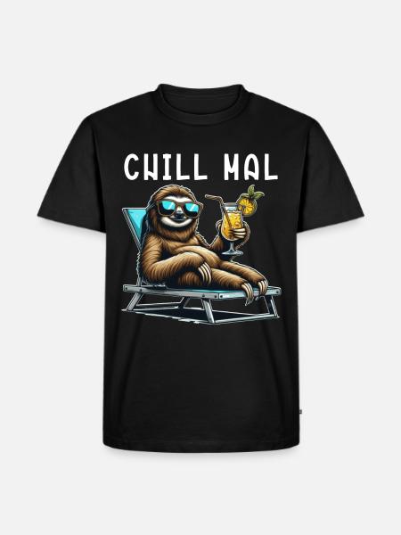Chillen Faultier - chill mal - Männer Premium Bio T-Shirt - Schwarz