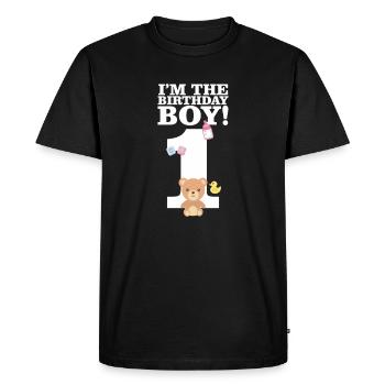 Doux 1er cadeau d'anniversaire pour bébé - T-shirt Premium bio Homme - noir - Devant - Nico (187cm)