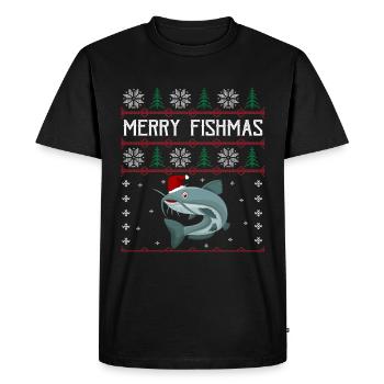 Joyeux Fishmas Anglershirt Wels Noël - T-shirt Premium bio Homme - noir - Devant - Nico (187cm)