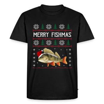 Merry Fishmas Shirt de pêche Sébaste Noël - T-shirt Premium bio Homme - noir - Devant - Nico (187cm)