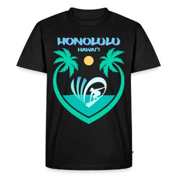 Honolulu Oahu Hawaii Surfing Palm Waikiki Maui USA - Men's Premium Organic T-Shirt - black - Front - Nico (187cm)