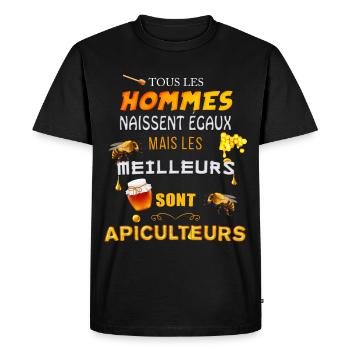 t shirt apiculture abeille miel - T-shirt Premium bio Homme - noir - Devant - Nico (187cm)