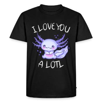 I love you a lotl Axolotl in love - Men's Premium Organic T-Shirt - black - Front - Nico (187cm)