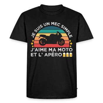 J'aime ma moto et l' apéro humour motard cadeau - T-shirt Premium bio Homme - noir - Devant - Nico (187cm)