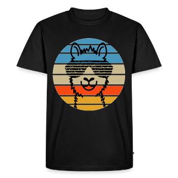 Llama Head Sunglasses Orange Sunset - Men's Premium Organic T-Shirt - black - Front - Nico (187cm)