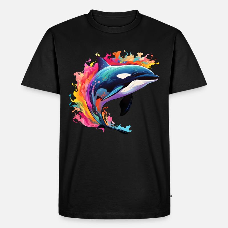 Bunter Schwertwal Orca - Männer Premium Bio T-Shirt - Schwarz