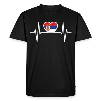 Serbie Serbes Serbe serbe ligne ECG - T-shirt Premium bio Homme - noir - Devant - Nico (187cm)
