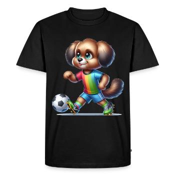 Chien de joueur de football mignon - T-shirt Premium bio Homme - noir - Devant - Nico (187cm)