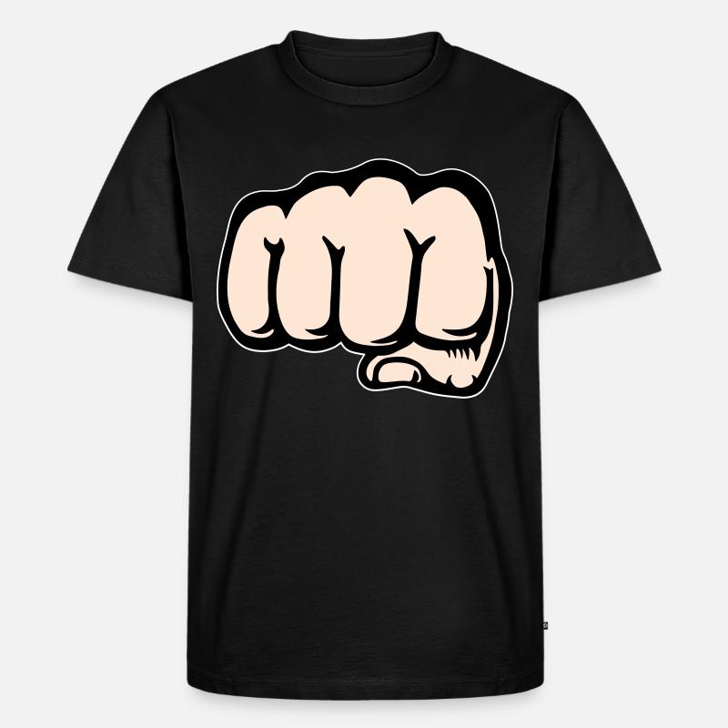 Faust Hand Symbol vorne - Männer Premium Bio T-Shirt - Schwarz