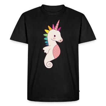 Licorne hippocampe doux cadeau - T-shirt Premium bio Homme - noir - Devant - Nico (187cm)